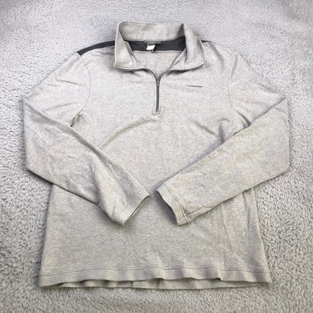 J Lindeburg 1/4 Zip Pullover Mens 2XL Heather Gray Knit Performance Golf Sweater